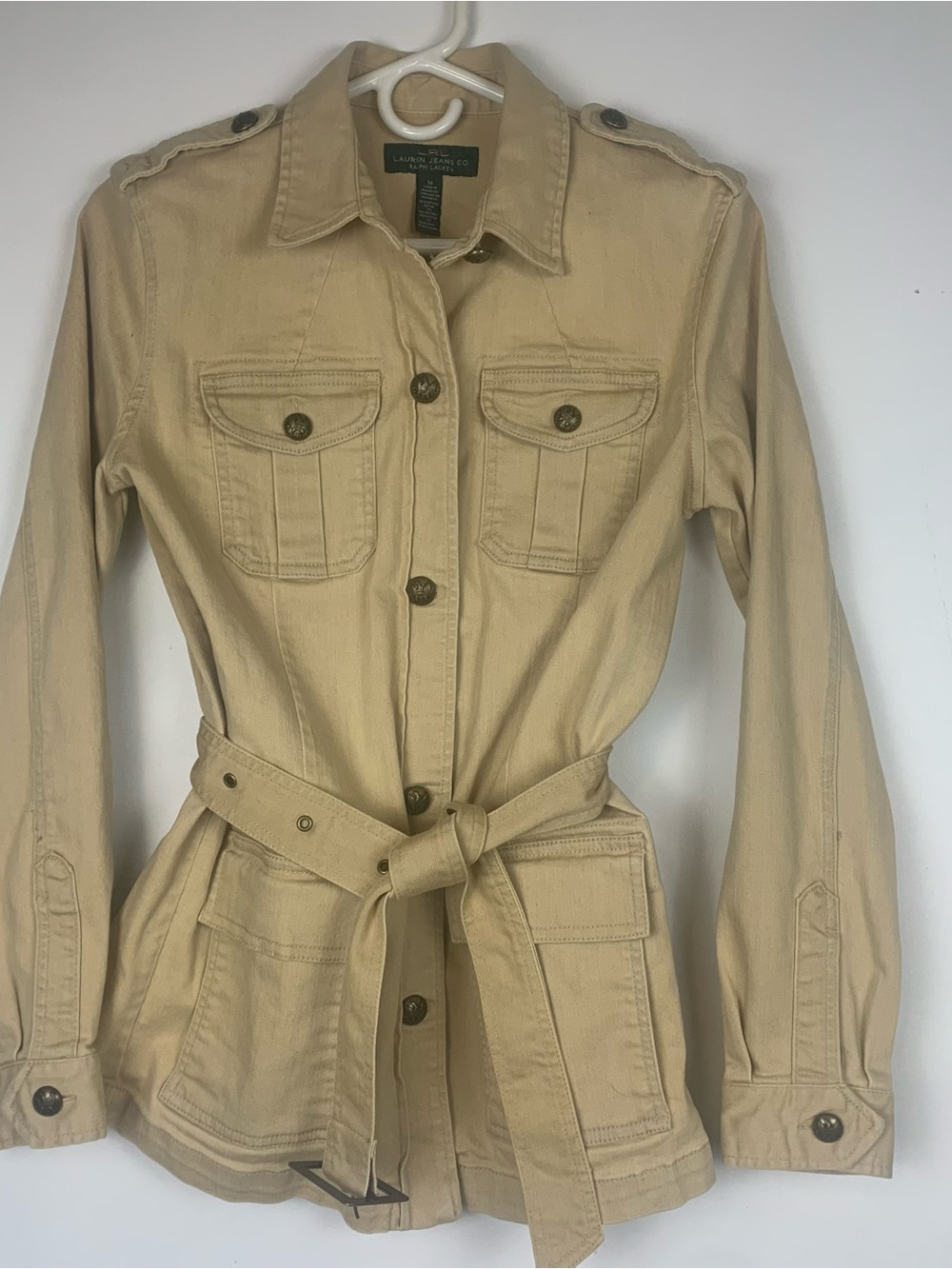 Lauren Ralph Lauren Lauren Jean Co. Belted Tan Military Field Jacket sz Med NWT